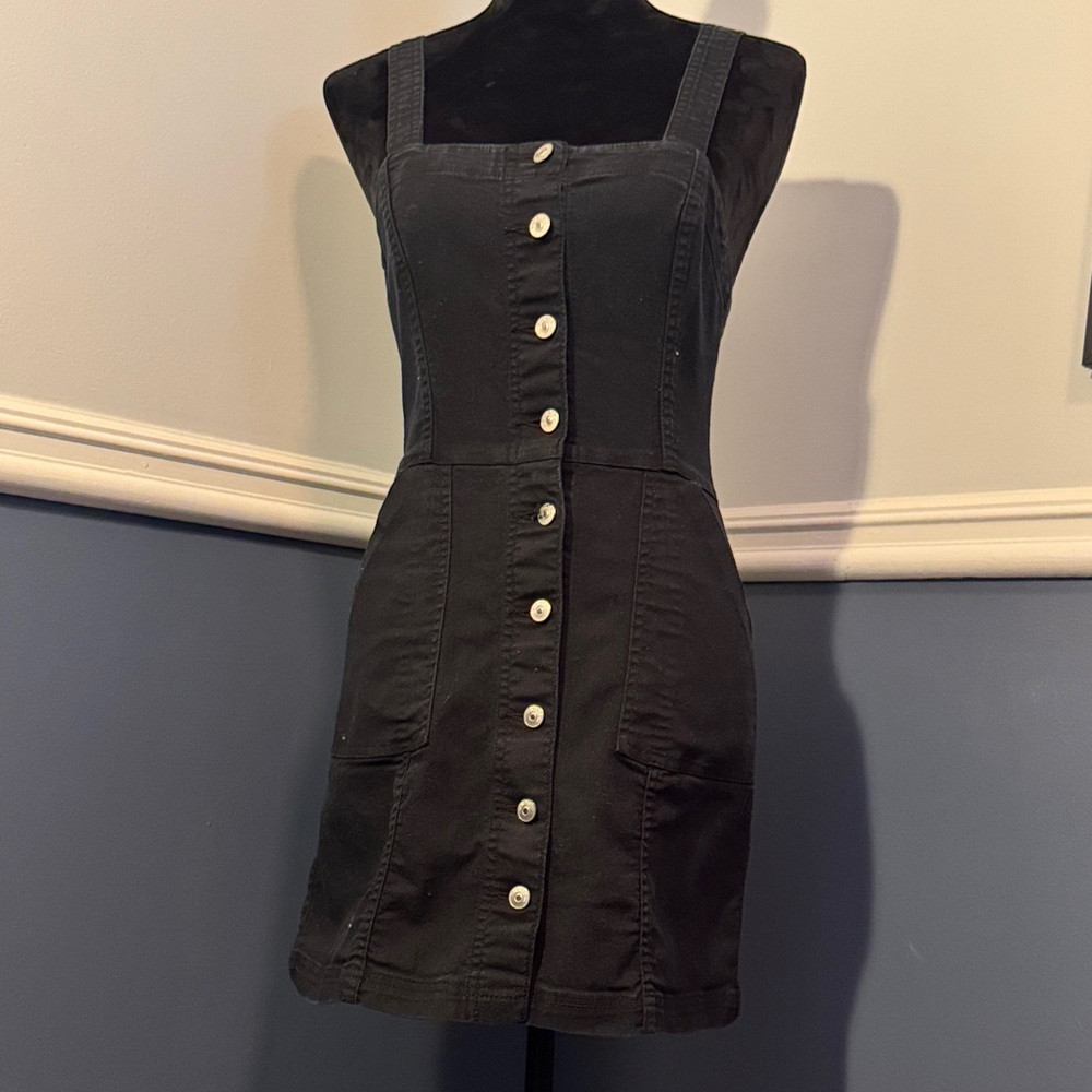 Divided Black Button-Front Mini Dress